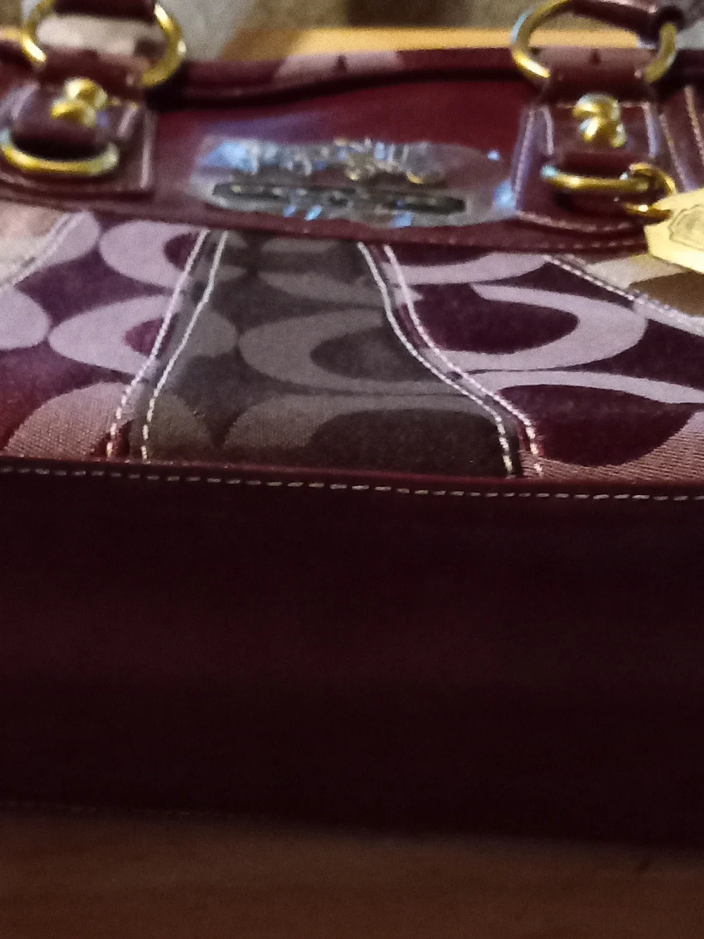 Coach Burgundy Multi Signature Dome Satchel